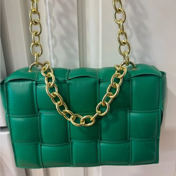 Green Woven Leather Shoulder Bag - Picture 3 of 14